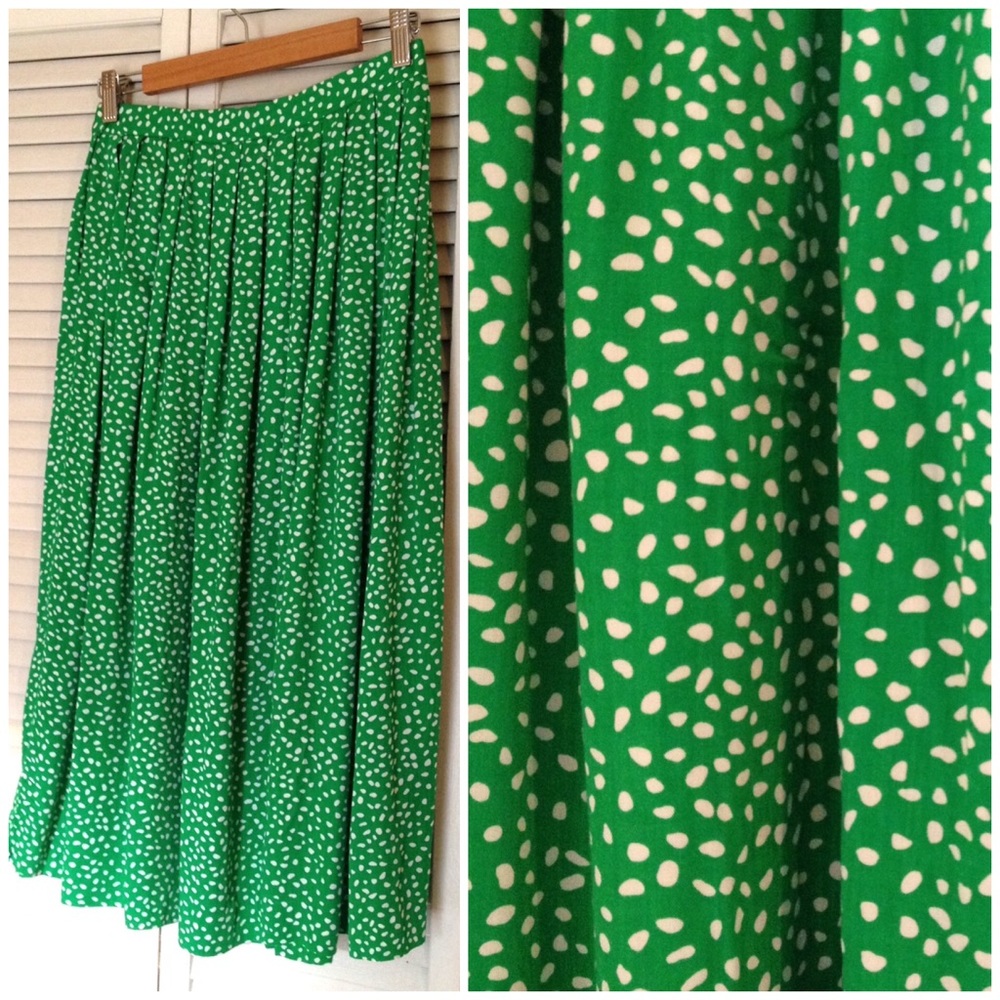 Vintage Polka Dot Crazy Print Pleated Flowy Skirt
